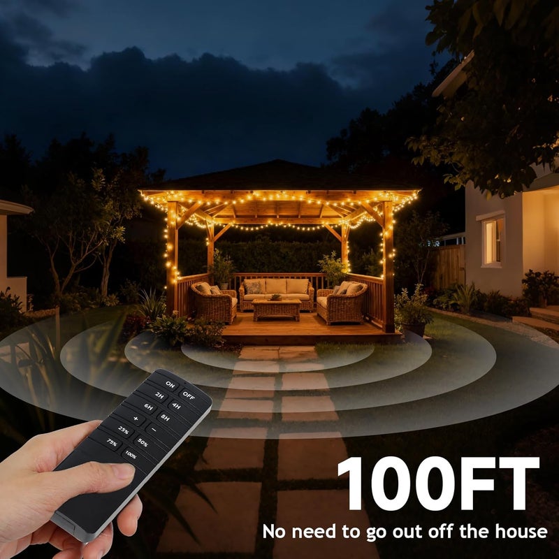 Comyan Outdoor Dimmer for String Lights,Plug-in Dimmer Switch 100FT Remote Control & Timer (2H/4H/6H/8H),Waterproof Light Dimmer for Outdoor & Indoor Use,Compatible with Dimmable LED/Tungsten/Patio Lights - Image 3